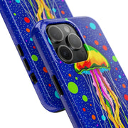 Vibrant Neon Jellyfish Cosmic Sea Tough Phone Case