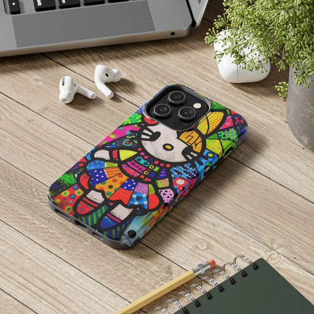 Pop Patchwork Kitty Tough Phone Case LavenderCeleste