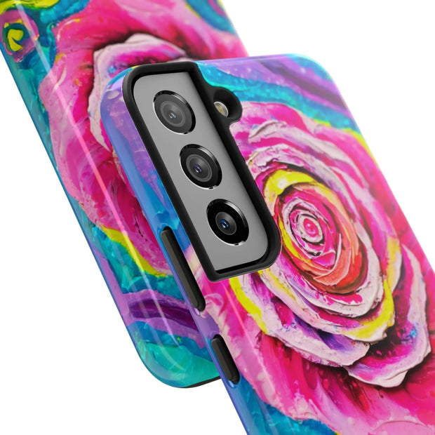 Vibrant Pink Rose Abstract Tough Phone Case LavenderCeleste