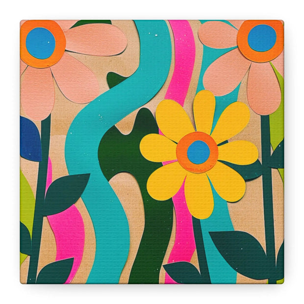 Groovy Paper Cut Flower Matte Canvas Art Printify