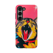 Yawning Cat Pop Art Bright Retro Aesthetic Tough Phone Case LavenderCeleste