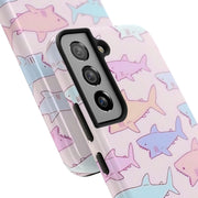 Pastel Shark Pattern Tough Phone Case LavenderCeleste
