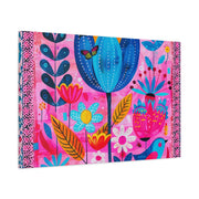 Whimsical Pink Blue Floral Matte Canvas Art - LavenderCeleste