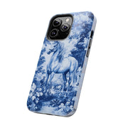 Blue Toile Horse Country Scenic Tough Phone Case LavenderCeleste