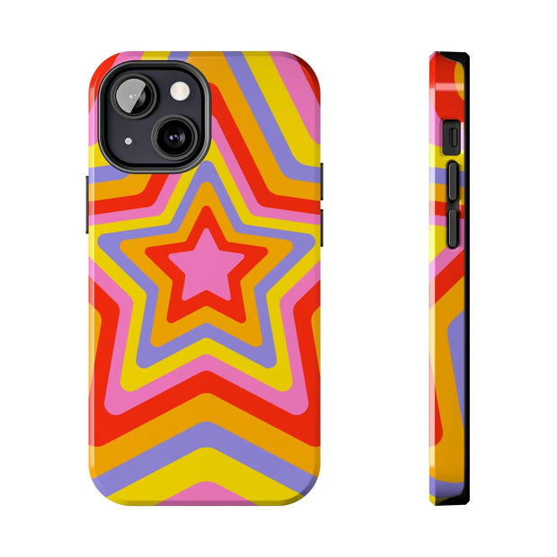 Retro Rainbow Star Groovy Tough Phone Case LavenderCeleste