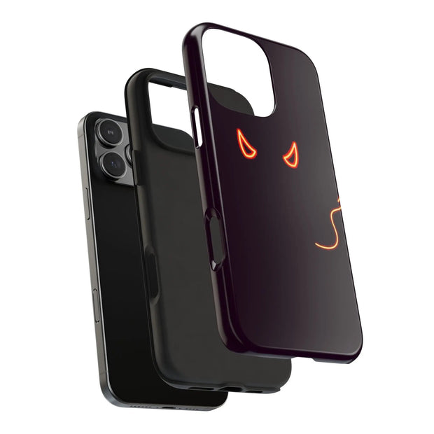 Neon Devil Eyes Tough Phone Case – Minimal Dark Glow Aesthetic LavenderCeleste