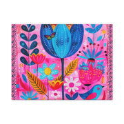 Whimsical Pink Blue Floral Matte Canvas Art - LavenderCeleste