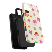 Retro Mushroom Flower Power Tough Phone Case LavenderCeleste