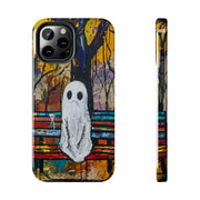 Sad Ghost on Park Bench Abstract Art Phone Case LavenderCeleste