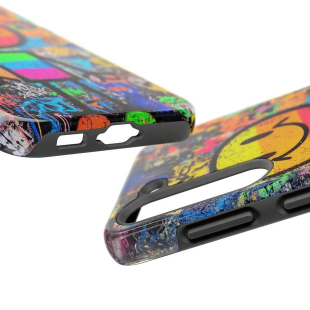 Rainbow Graffiti Smiley Tough Phone Case LavenderCeleste