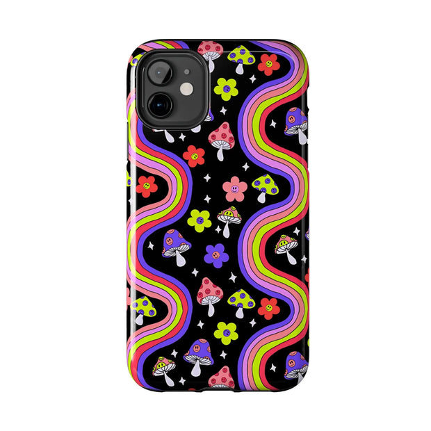 Groovy Mushroom Rainbow Tough Phone Case LavenderCeleste