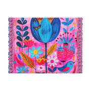 Whimsical Pink Blue Floral Matte Canvas Art - LavenderCeleste