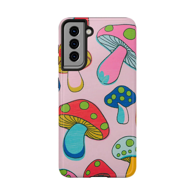 Retro Groovy Mushroom Tough Phone Case LavenderCeleste