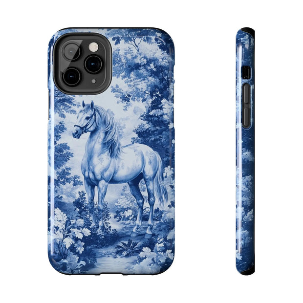 Blue Toile Horse Country Scenic Tough Phone Case LavenderCeleste