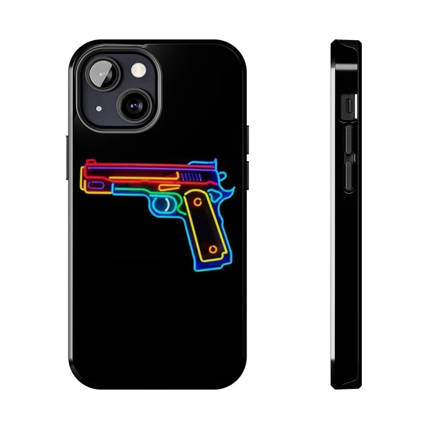 Neon Rainbow Gun Tough Phone Case – Bold Retro Vaporwave Aesthetic Printify