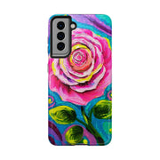 Vibrant Pink Rose Abstract Tough Phone Case LavenderCeleste