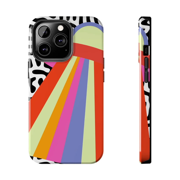 Retro Mod UFO Rainbow Beam Tough Phone Case LavenderCeleste