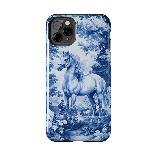 Blue Toile Horse Country Scenic Tough Phone Case LavenderCeleste