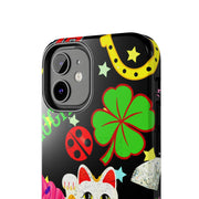Lucky Symbols Tough Phone Case – 777 Dice Rainbow Maneki Neko Design - LavenderCeleste