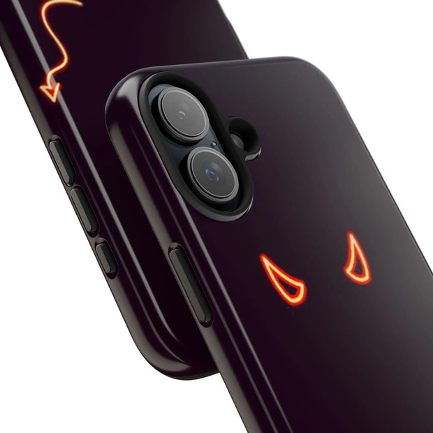 Neon Devil Eyes Tough Phone Case – Minimal Dark Glow Aesthetic LavenderCeleste