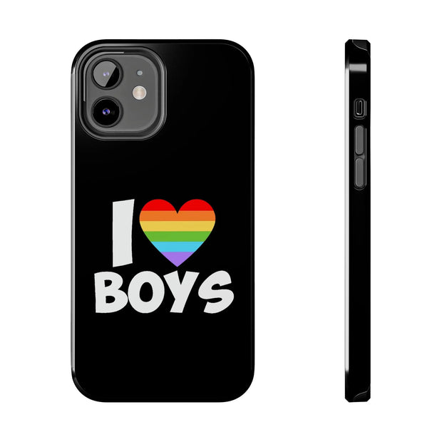 I Love Boys Pride Tough Phone Case – LGBTQ+ Rainbow Heart Design