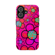 Hot Pink Retro Flower Power Tough Phone Case LavenderCeleste