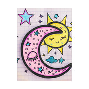 Kawaii Sun and Moon Doodle Matte Canvas Art Print LavenderCeleste