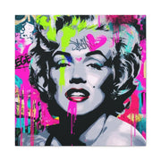 Marilyn Monroe Graffiti Matte Canvas – Neon Pop Art Street Style Wall Decor - LavenderCeleste