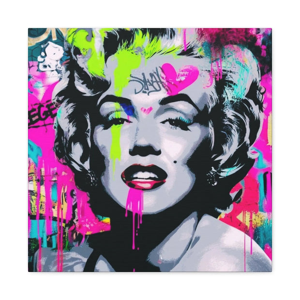 Marilyn Monroe Graffiti Matte Canvas – Neon Pop Art Street Style Wall Decor - LavenderCeleste
