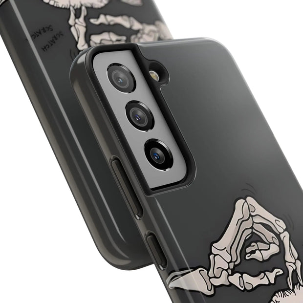 Skeleton Scratch Cat Gothic Humor Tough Phone Case LavenderCeleste