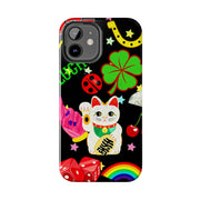 Lucky Symbols Tough Phone Case – 777 Dice Rainbow Maneki Neko Design - LavenderCeleste