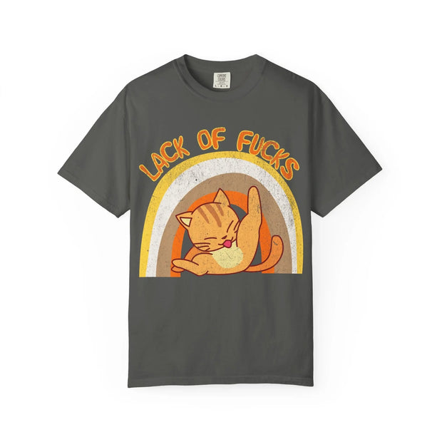 Lack of Fucks Retro Cat Comfort Colors Tee – Funny Lazy Cat Graphic