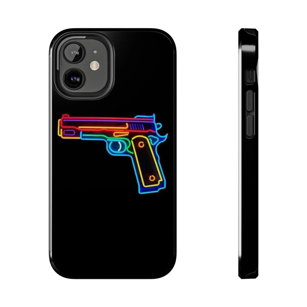 Neon Rainbow Gun Tough Phone Case – Bold Retro Vaporwave Aesthetic Printify