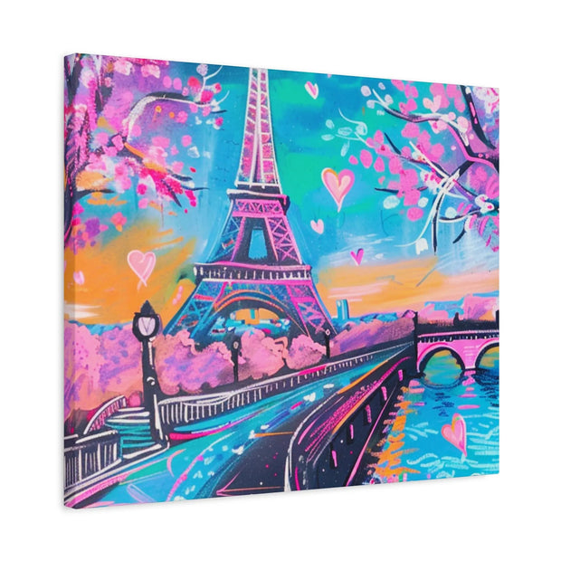 Pink Paris Eiffel Tower Dreamy Matte Canvas Art LavenderCeleste