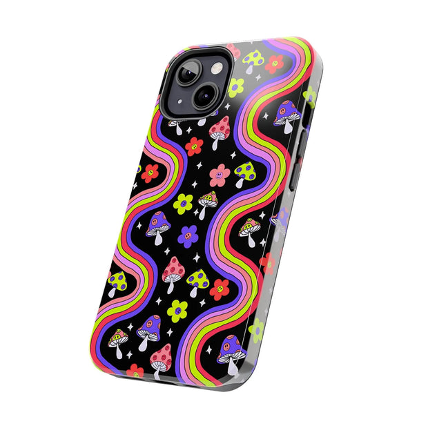 Groovy Mushroom Rainbow Tough Phone Case LavenderCeleste