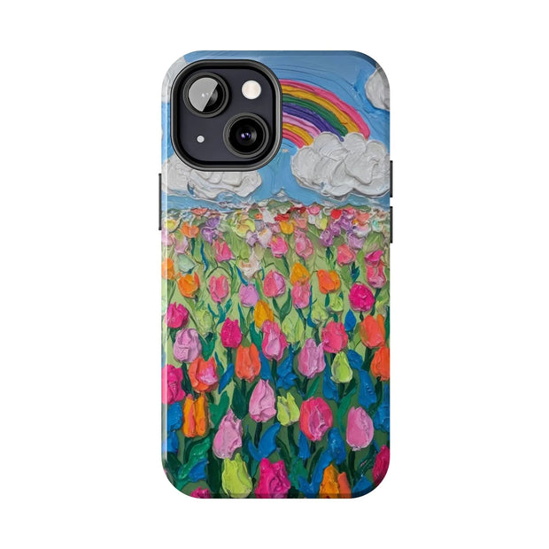 Rainbow Tulip Field Tough Phone Case LavenderCeleste