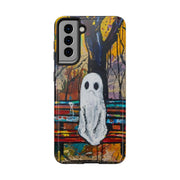 Sad Ghost on Park Bench Abstract Art Phone Case LavenderCeleste