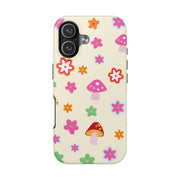 Retro Mushroom Flower Power Tough Phone Case LavenderCeleste