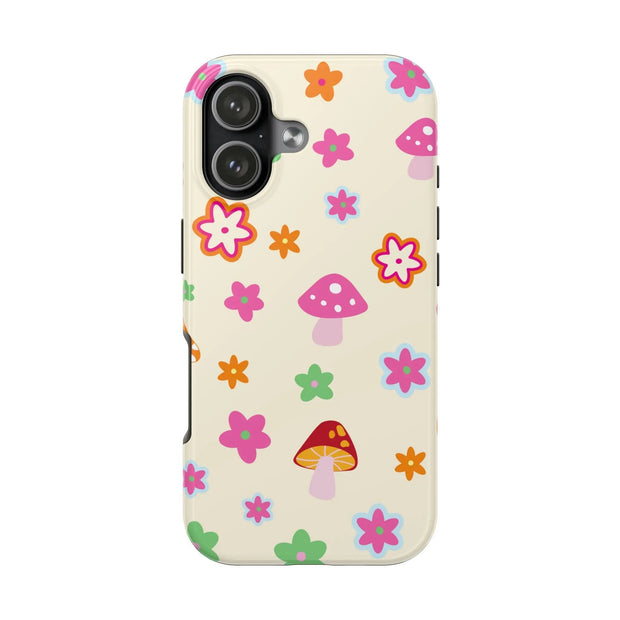 Retro Mushroom Flower Power Tough Phone Case LavenderCeleste