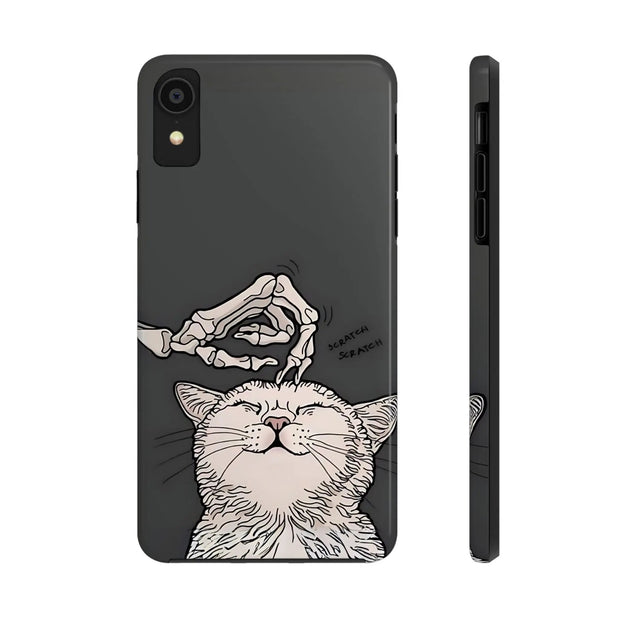 Skeleton Scratch Cat Gothic Humor Tough Phone Case LavenderCeleste