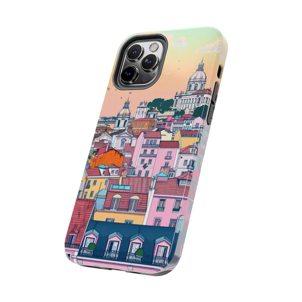 Lisbon Portugal Tough Phone Case – Pastel City Skyline Aesthetic