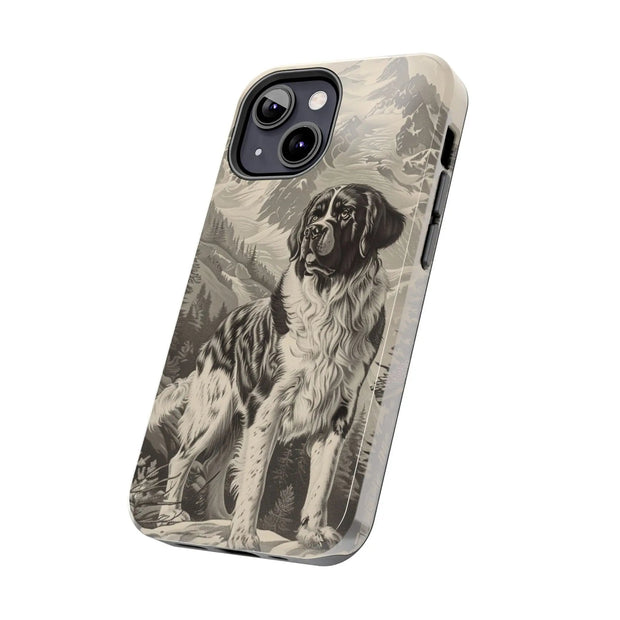 Saint Bernard Toile de Jouy Vintage Tough Phone Case LavenderCeleste