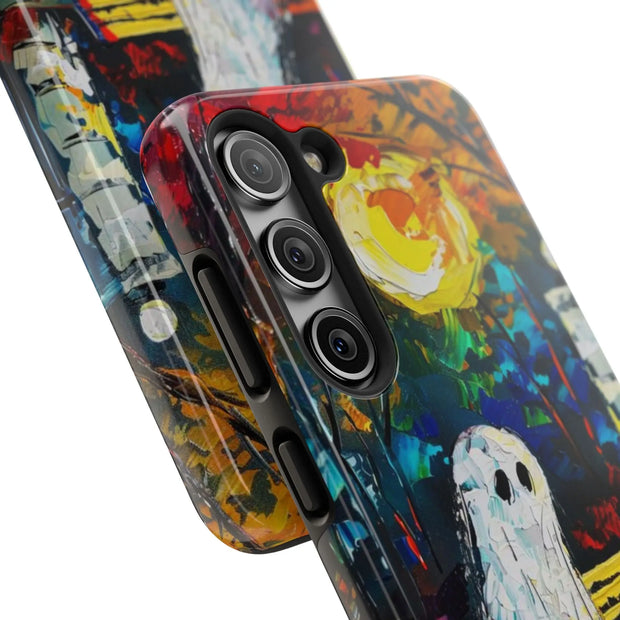 Lonely Ghost Tough Phone Case – Abstract Fall Park Bench Painting