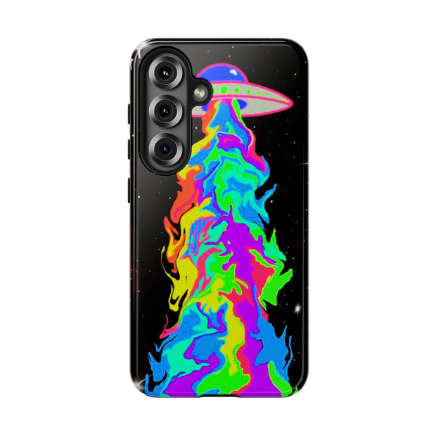 Psychedelic Neon UFO Abduction Tough Phone Case LavenderCeleste