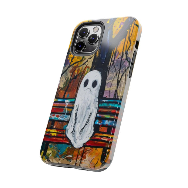 Sad Ghost on Park Bench Abstract Art Phone Case LavenderCeleste