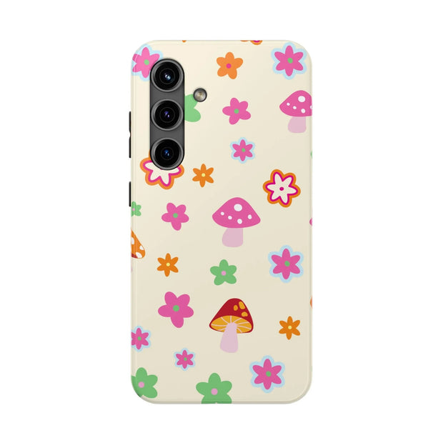 Retro Mushroom Flower Power Tough Phone Case LavenderCeleste