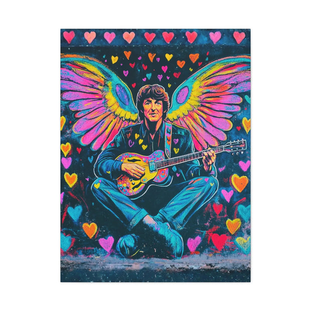 Psychedelic Guitar Angel Matte Canvas Art LavenderCeleste