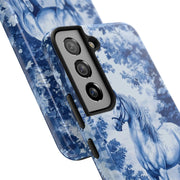 Blue Toile Horse Country Scenic Tough Phone Case LavenderCeleste