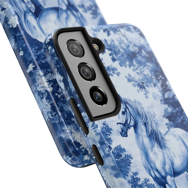 Blue Toile Horse Country Scenic Tough Phone Case LavenderCeleste