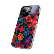 Neon Crochet Floral Tough Phone Case – Vibrant Retro Handmade Pattern Printify